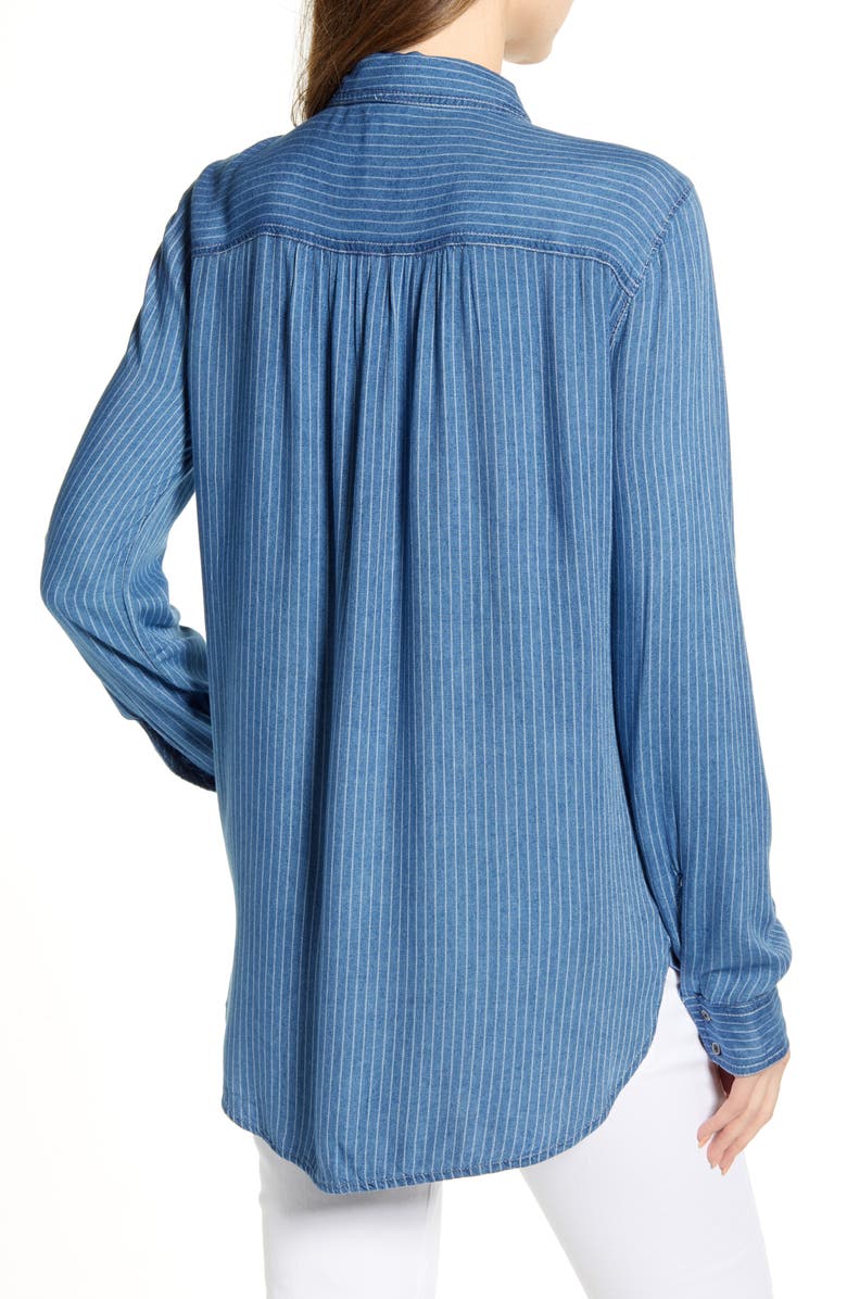 Caslon<sup>®</sup> Stripe Chambray Shirt, Alternate, color, 