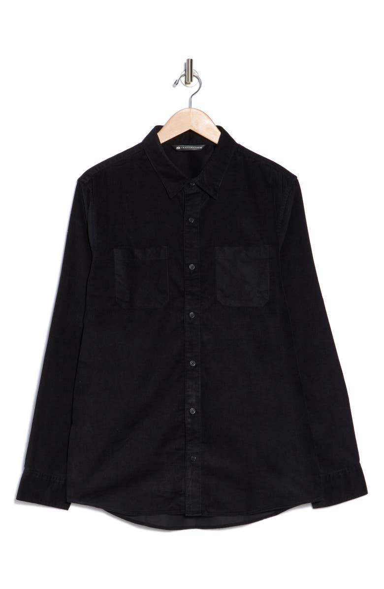 TravisMathew Barrel of Laughs Cotton Button-Up Shirt, Alternate, color, Black