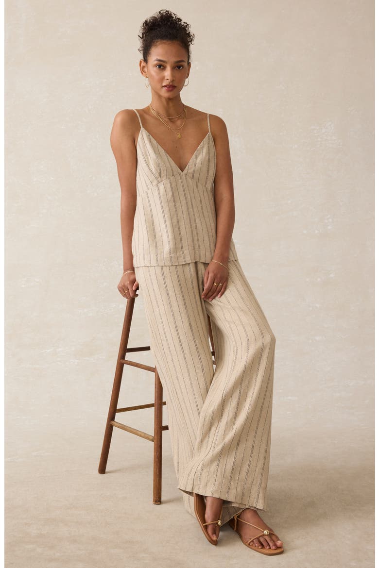 Riviera Stripe Linen Blend Camisole, Alternate, color, DRIFTWOOD STRIPE