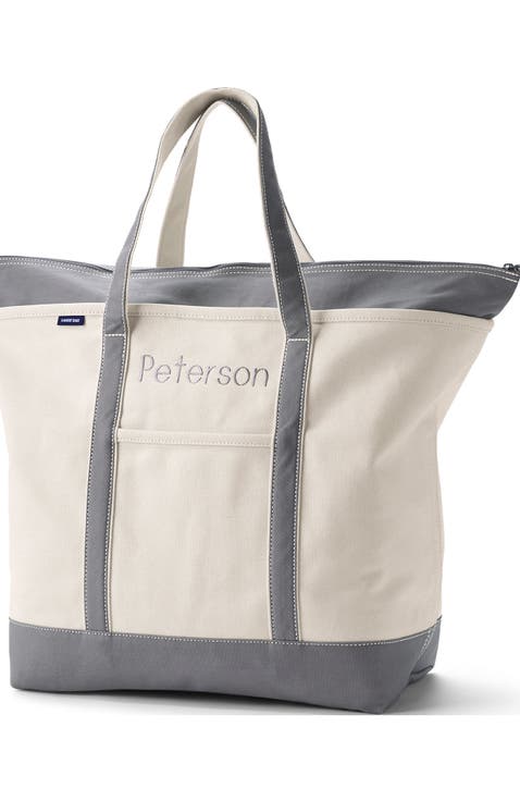 Zip Top Canvas Tote Bag