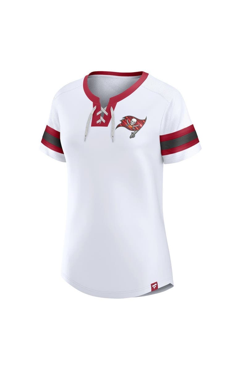 FANATICS Women's Fanatics Branded White Tampa Bay Buccaneers Sunday Best Lace-Up T-Shirt, Alternate, color, 