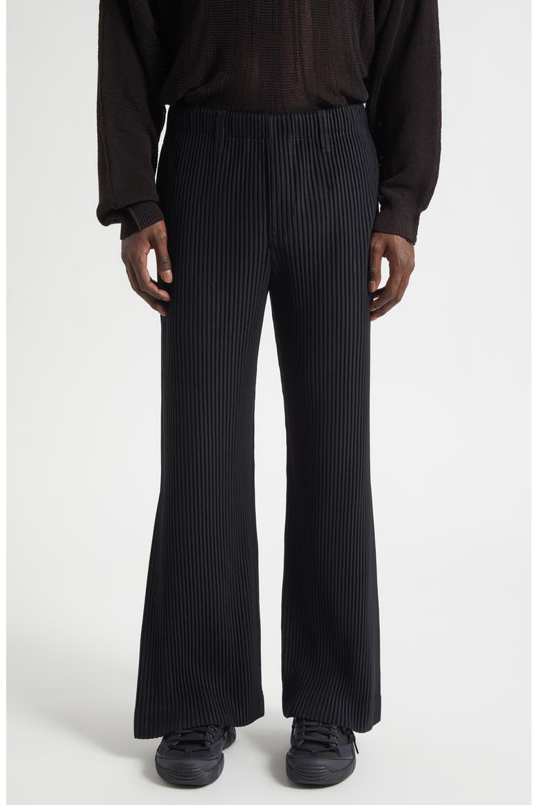 Tailored Pleats 1 Flare Leg Pants, Main, color, BLACK