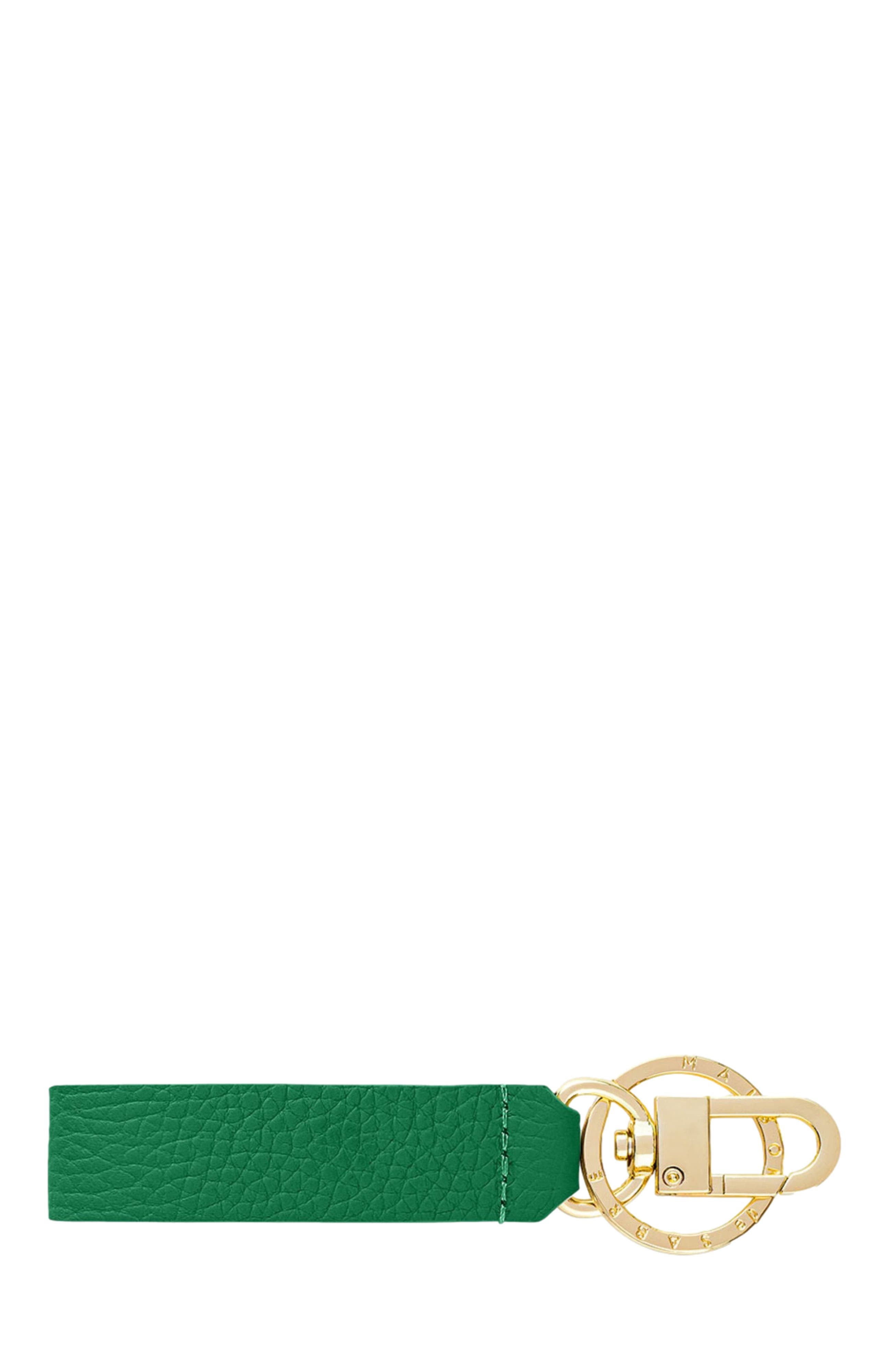 MAISON de SABRÉ Upcycled Leather Keychain, Alternate, color, Emerald Green