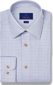 David Donahue Regular Fit Check Print Cotton Dress Shirt