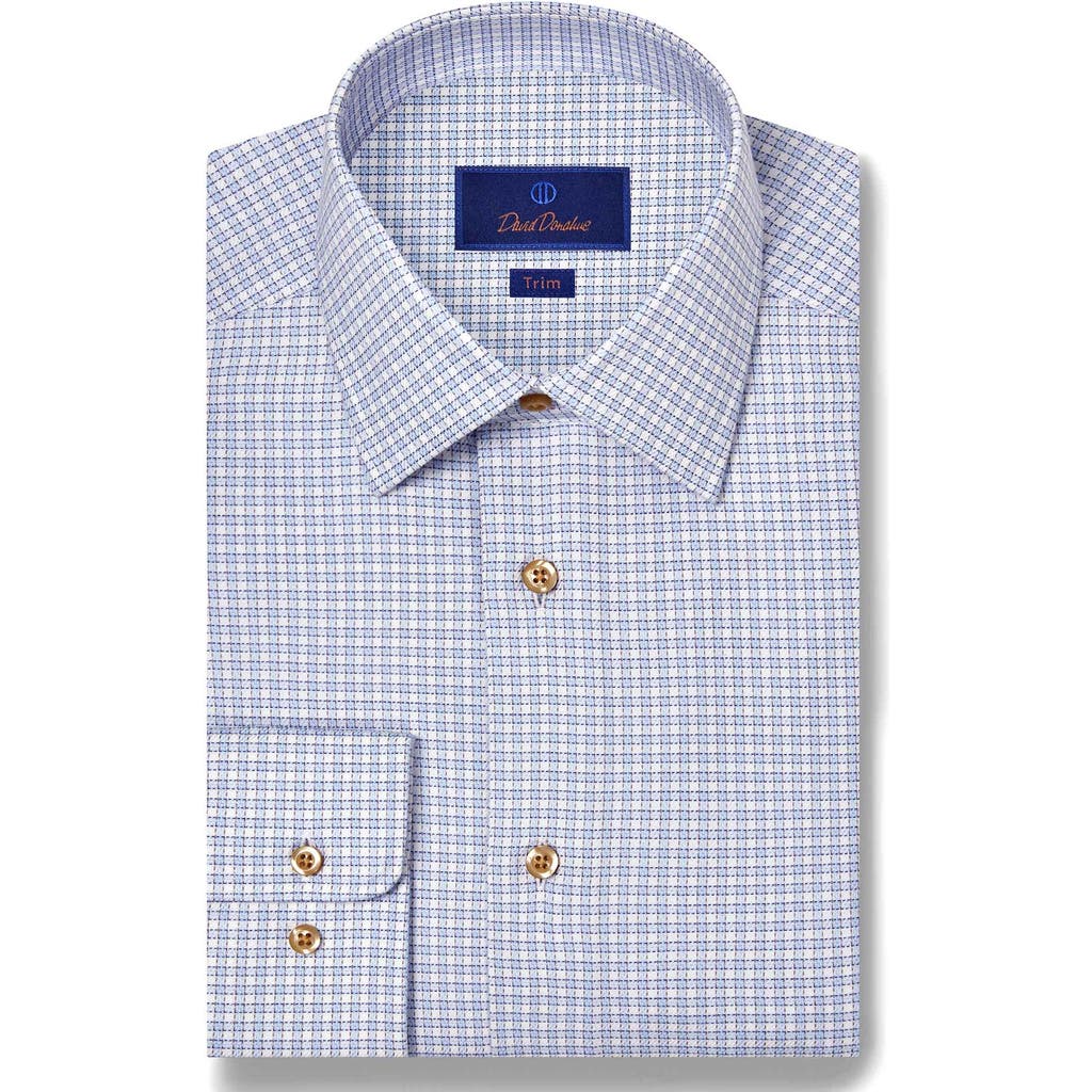 David Donahue Regular Fit Check Print Cotton Dress Shirt In Blue