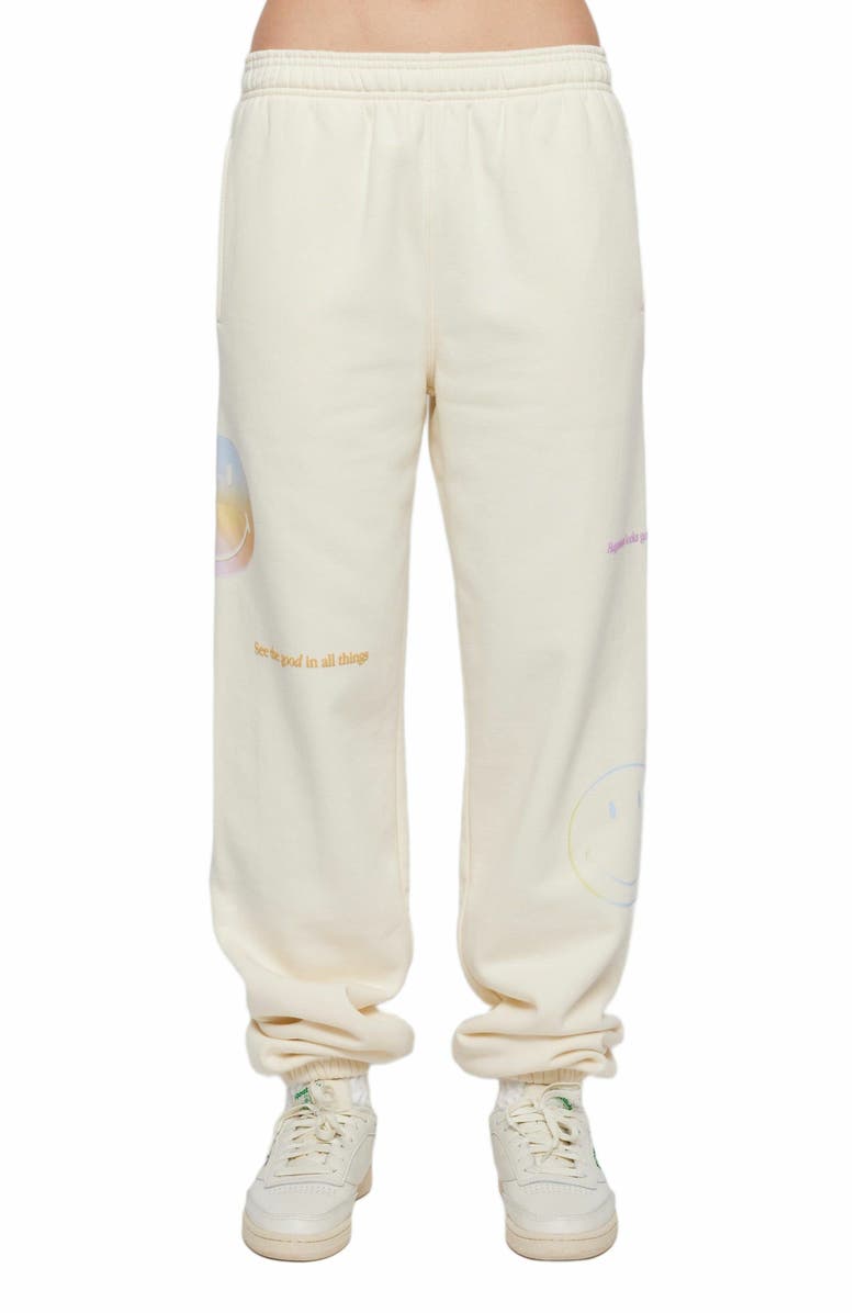 Samii Ryan | Smiley Radiate Happiness Sweatpants , Ivory , Large , 4, Alternate, color, Bone