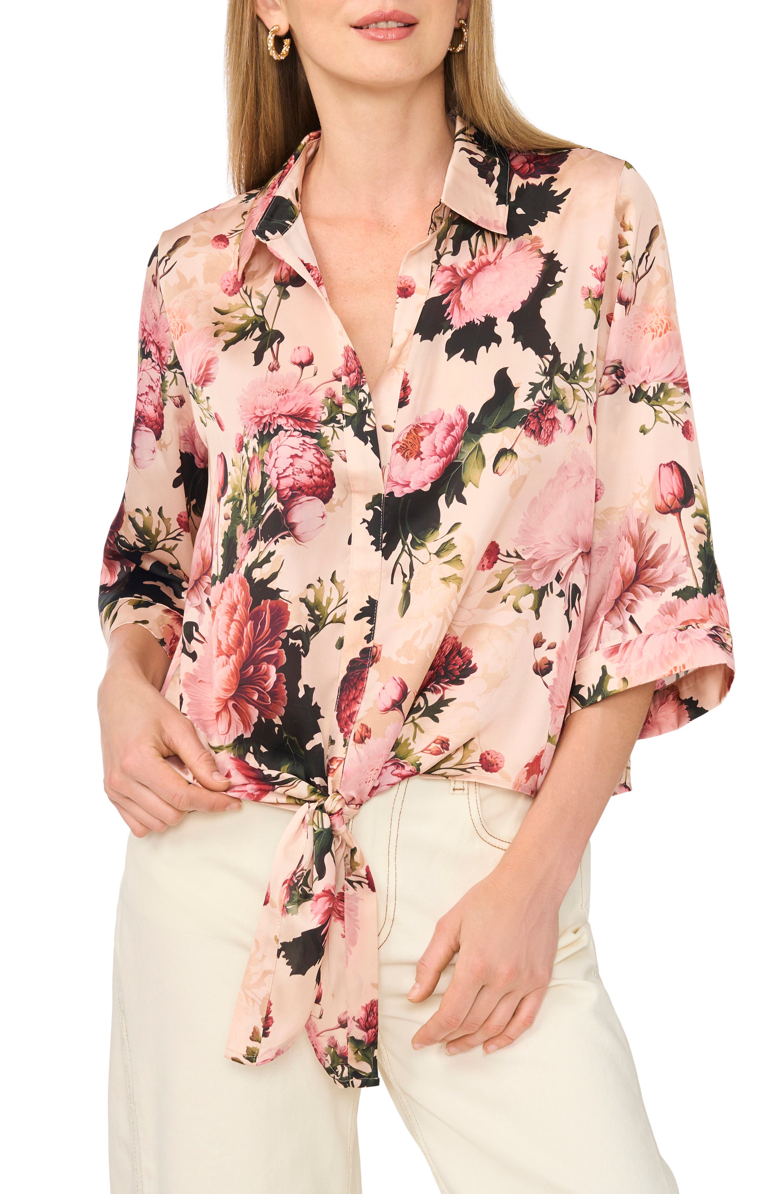 Floral Tie Front Top