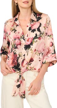 Vince Camuto Floral Tie Front Top