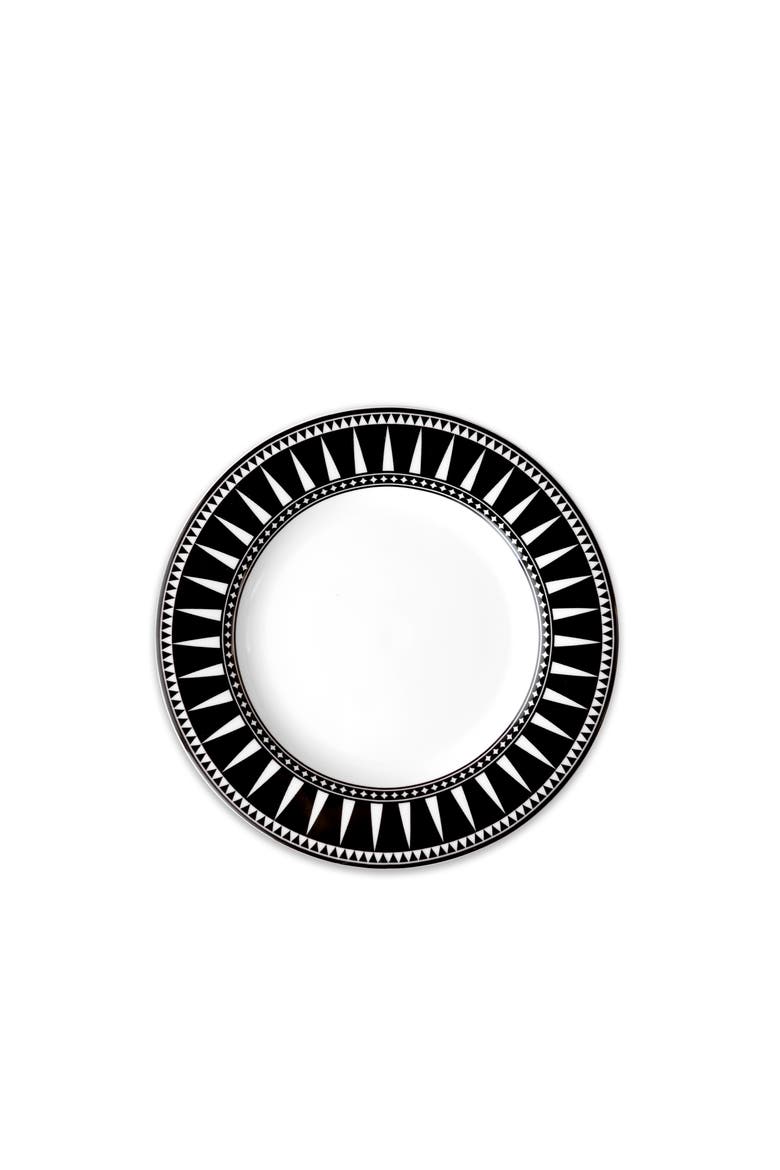 Marrakech Rimmed Salad Plate - Porcelain - Set 4, Main, color, BLACK