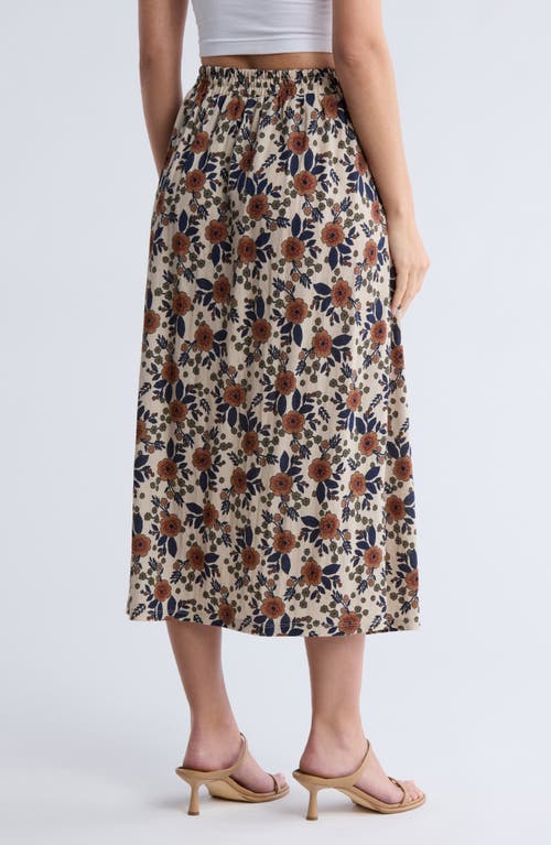 Bobeau Button Front Pocket Skirt In Multi