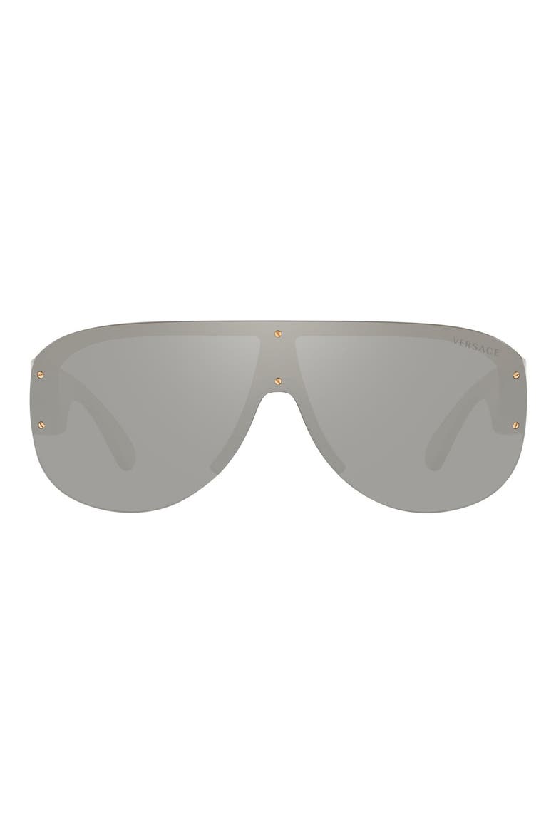 148mm Shield Sunglasses, Main, color, TRANSPARENT GREY / LIGHT GREY MIRROR SILVER