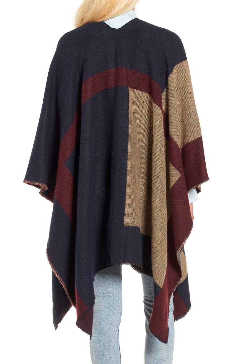 Colorblock Poncho, Alternate, color, NAVY MULTI