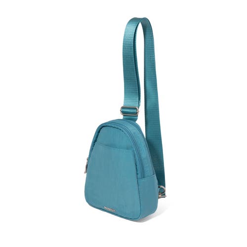 Baggallini Double Zip Mini Sling Bag In Seaside Blue