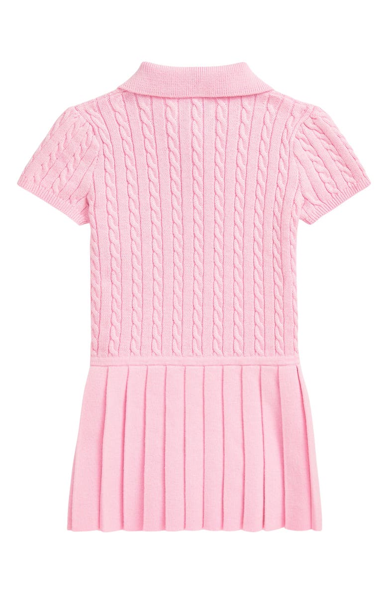 Ralph Lauren Cable Stitch Pleated Cotton Polo Sweater Dress, Alternate, color, 