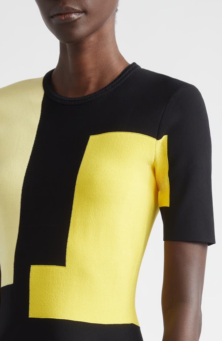 Jason Wu Collection Collage Colorblock Jacquard Knit Fit & Flare Minidress, Alternate, color, Black