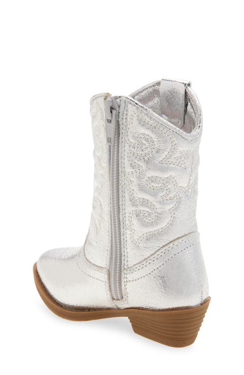 Tucker + Tate Kids' Cade Heart Western Boot In Silver Crinkle
