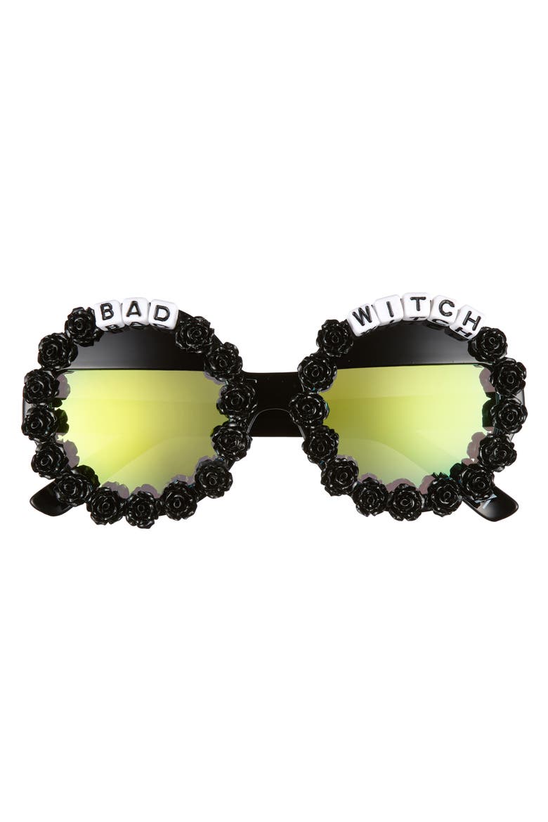 Bad Witch Round Sunglasses, Alternate, color, BLACK/ WHITE