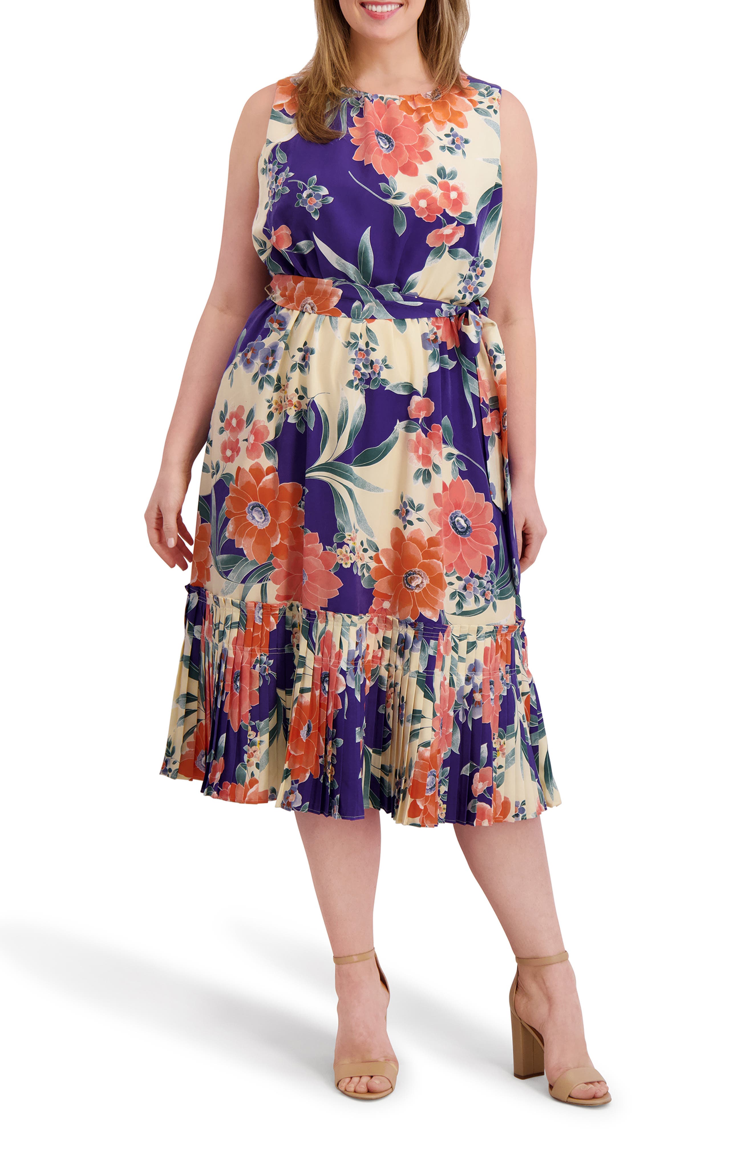 Floral Sleeveless Midi Dress