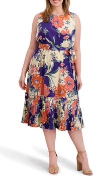 Kensie Floral Sleeveless Midi Dress