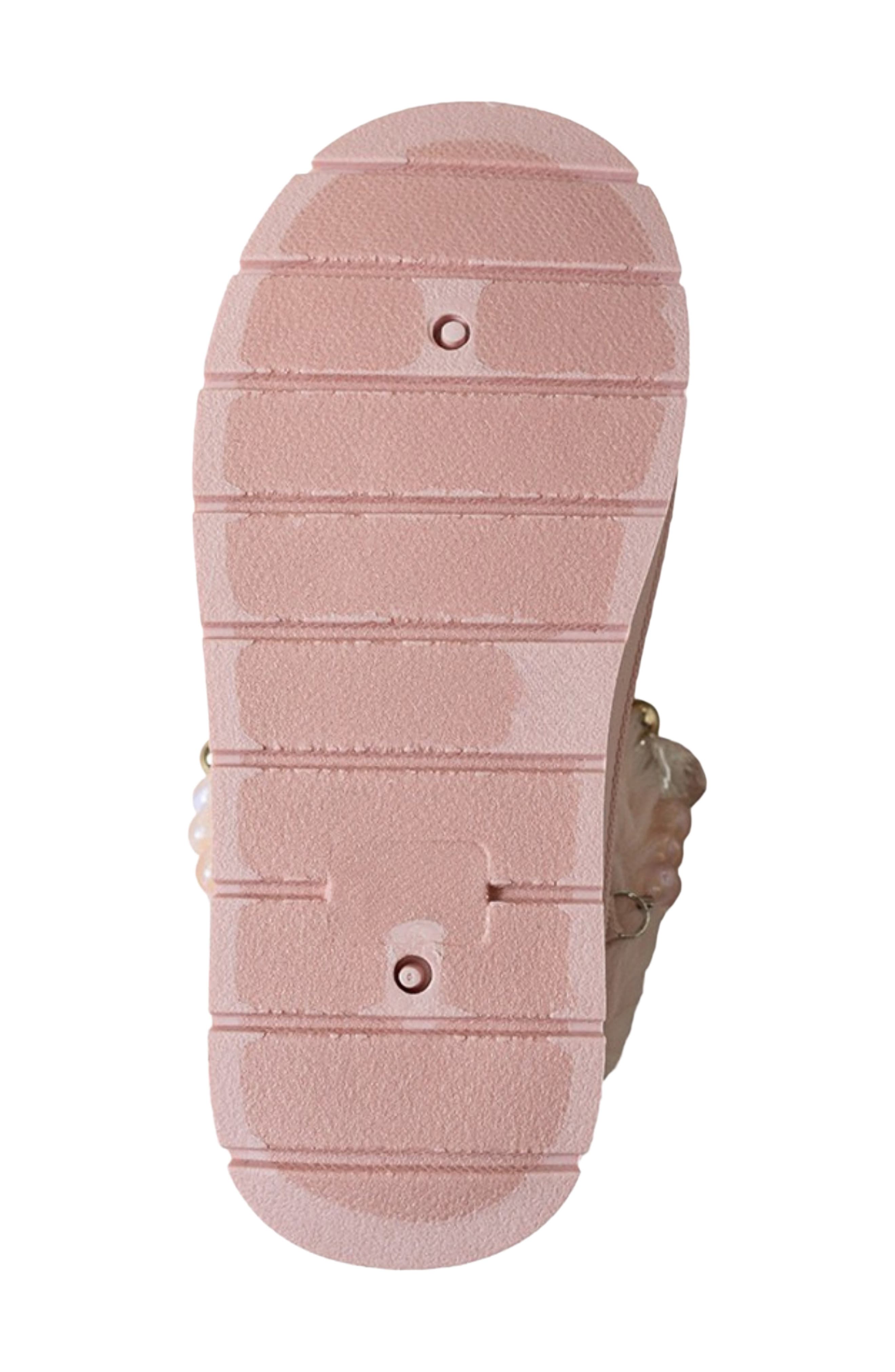 Kids' Beaded Faux Fur Slipper, Alternate, color, BLUSH