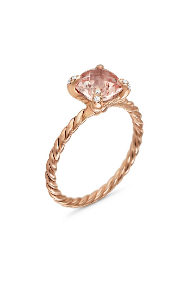 Chatelaine Ring with Morganite and Diamonds in 18K Rose Gold, Alternate, color, ROSE GOLD/ DIAMOND/ MORGANITE