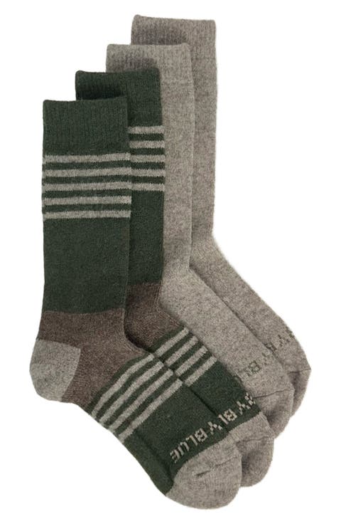 2-Pack Stripe Wool & Yak Blend Crew Socks