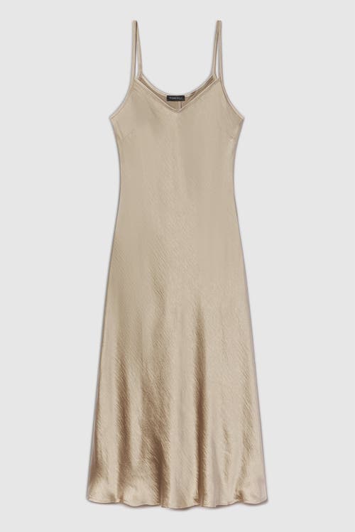 Franne Golde Bias Cut Satin Midi Slip Dress