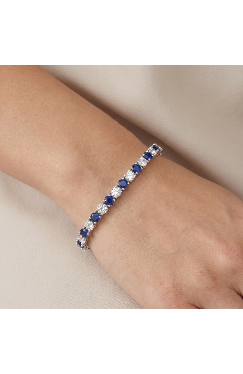 Bliss Diamond 11.50Ct Blue Sapphire & Diamond Tennis Bracelet 7" 14k Gold Lab Grown, Alternate, color, 14K White Gold