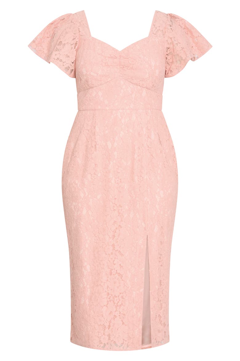 Maisie Flutter Sleeve Lace Dress, Alternate, color, BALLET PINK