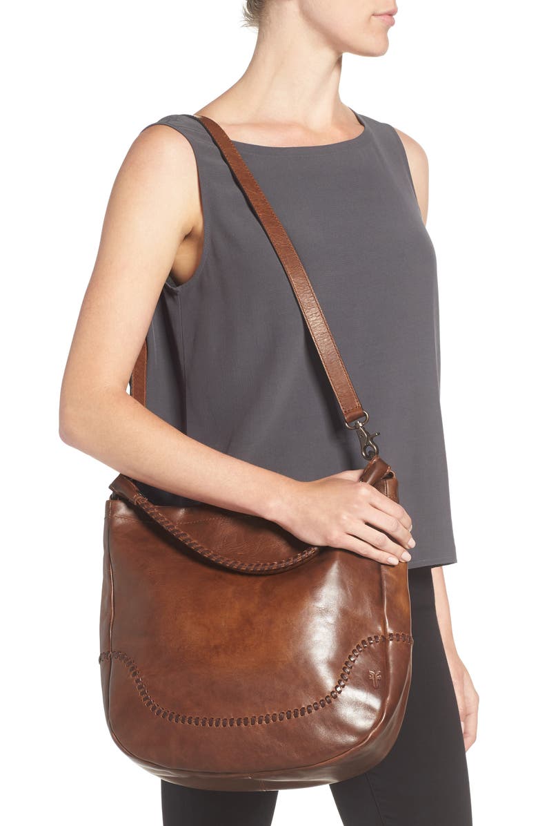 Frye Melissa Whipstitch Leather Hobo, Alternate, color, Cognac