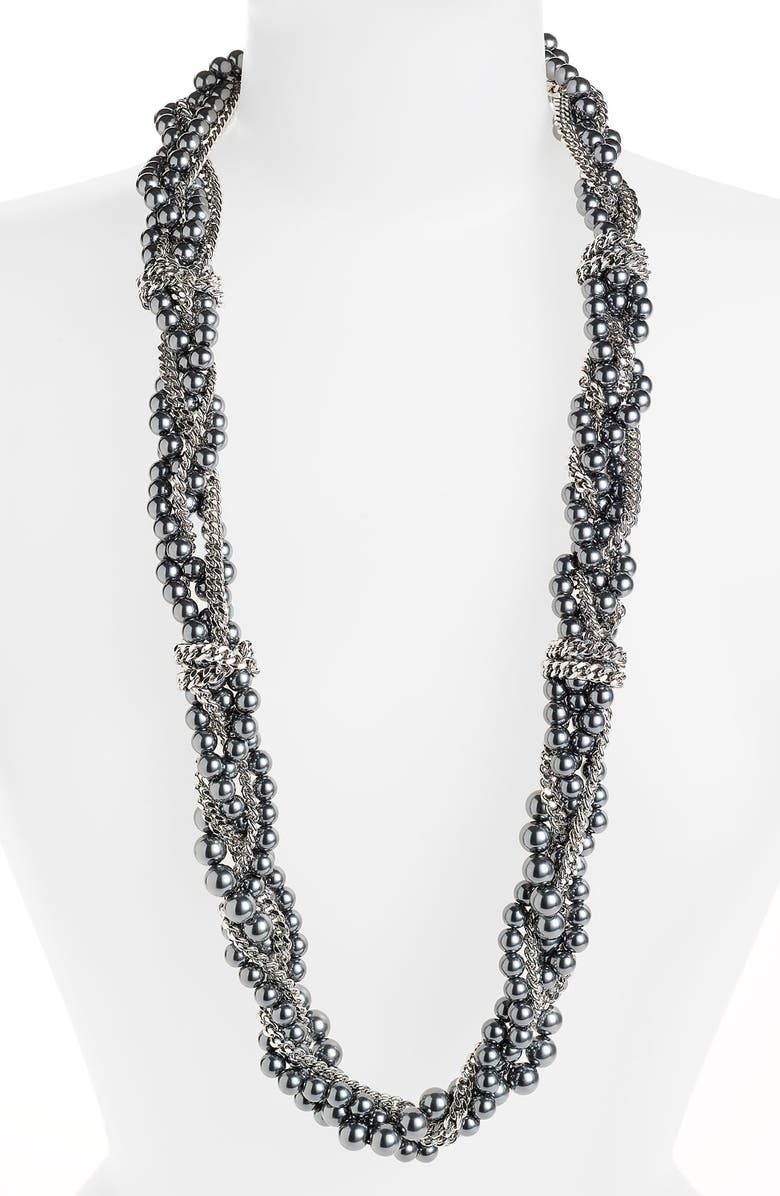 Givenchy Glass Pearl Multistrand Necklace, Main, color, 