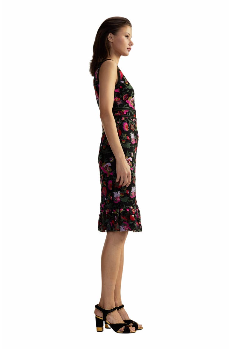 EMBROIDERED SLEEVELESS MIDI DRESS, Alternate, color, Black Multi