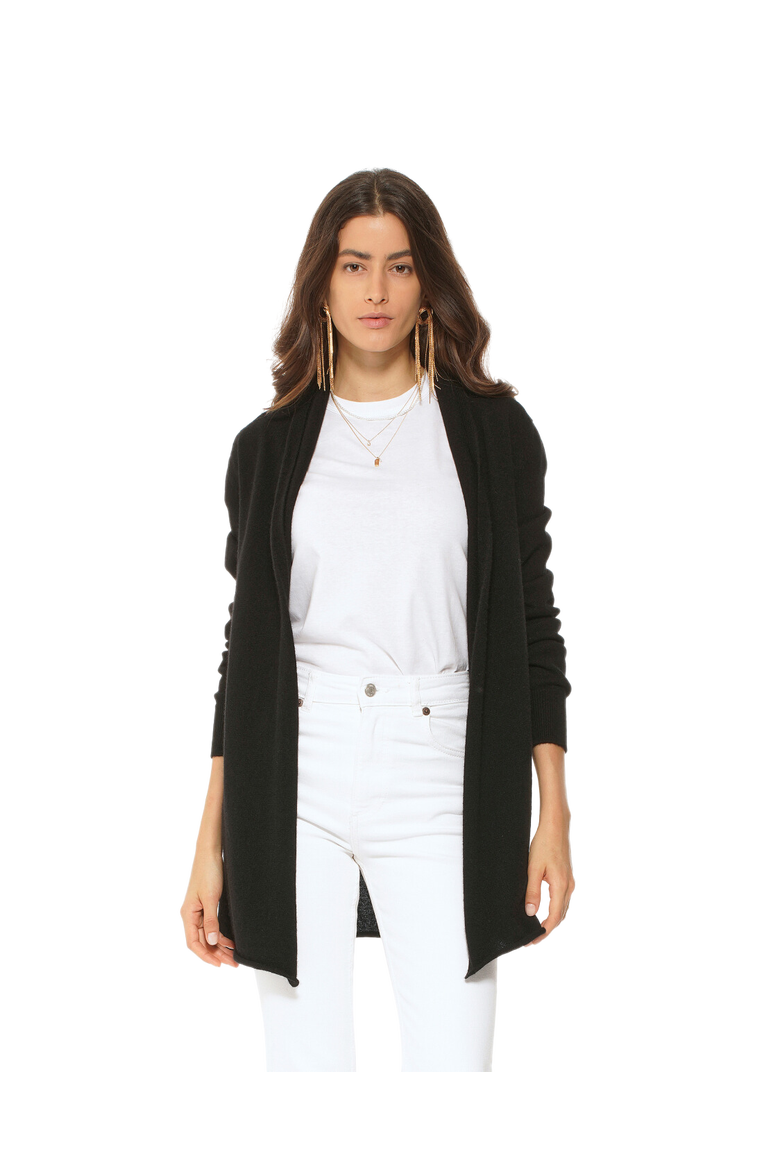 Long Open Front Pure Cashmere Cardigan, Main, color, Black