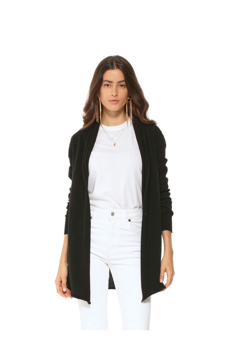 Monticelli Cashmere Long Open Front Pure Cashmere Cardigan, Main, color, Black