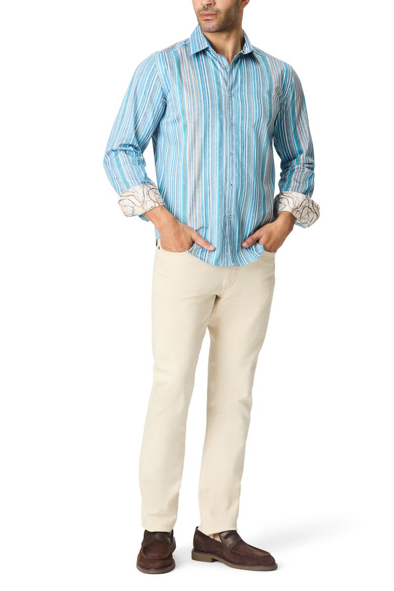 Rehan Long Sleeve Stretch Woven Shirt, Alternate, color, MULTI