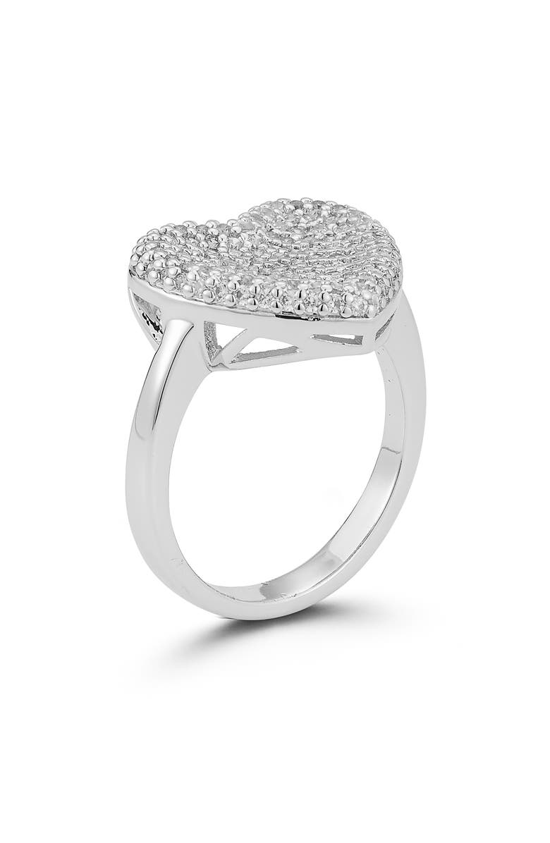 SPHERA MILANO Pavé Cubic Zirconia Heart Ring, Alternate, color, Silver