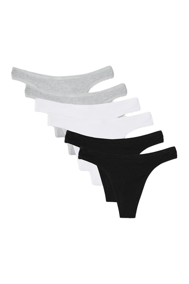 Organic Cotton Everyday Mid Rise Thong 6-Pack, Main, color, Cool Neutrals