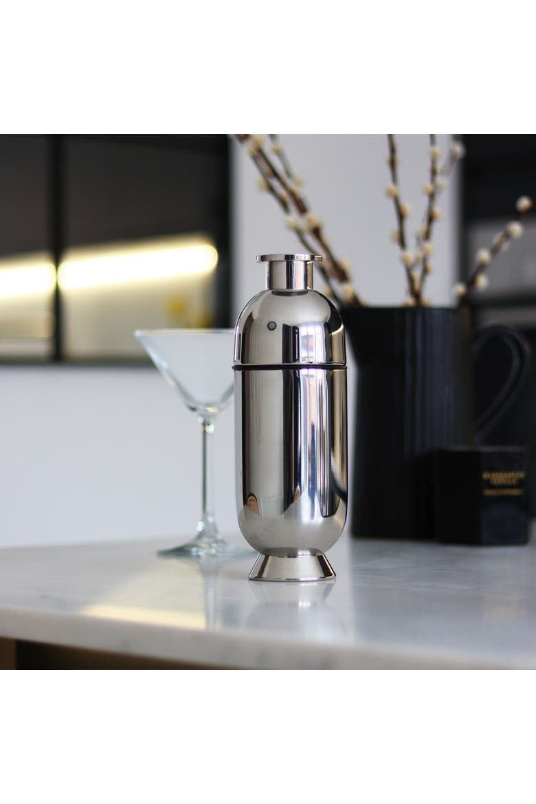 Trombone Cocktail Shaker, Alternate, color, Silver