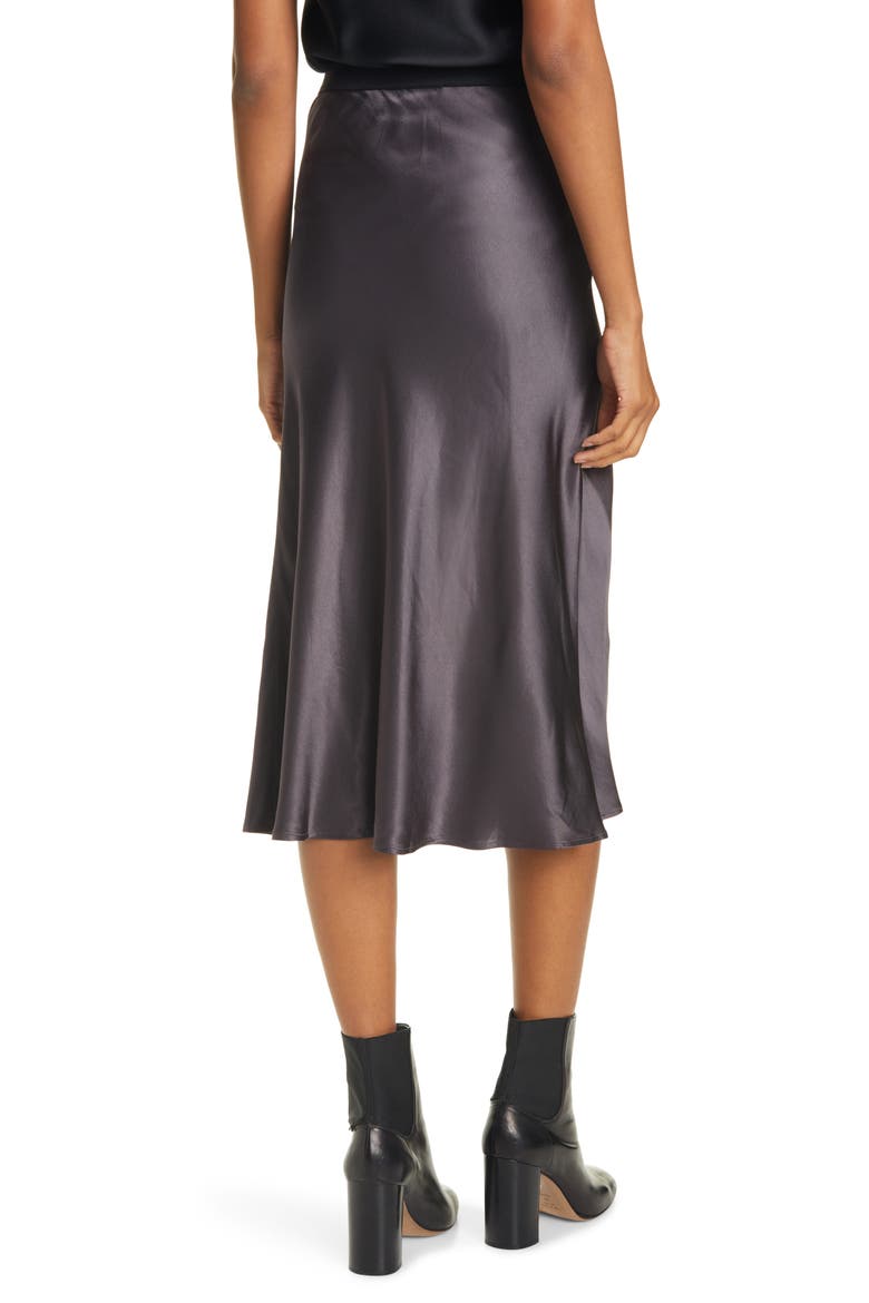 Berlin Satin Midi Skirt, Alternate, color, SLATE