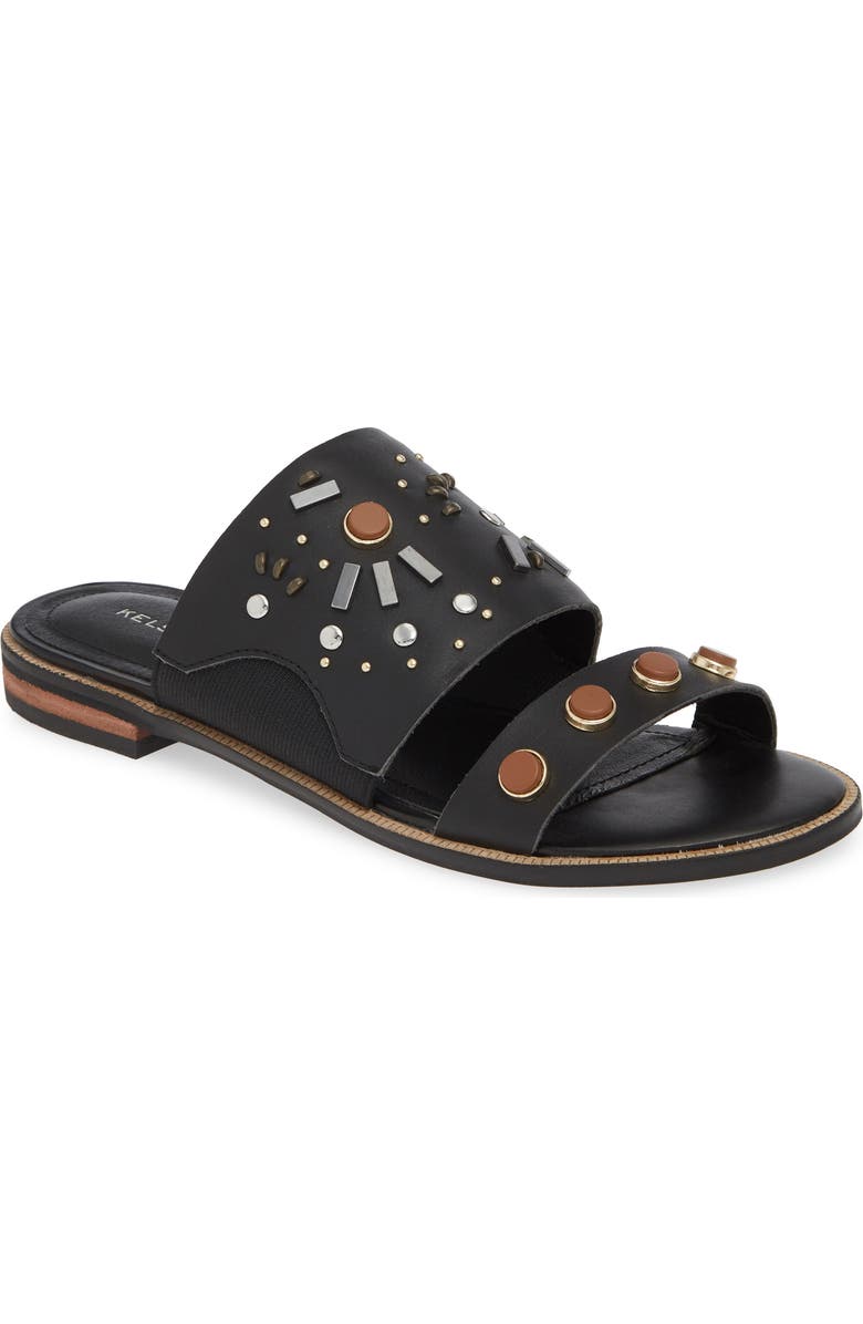 Kelsi Dagger Brooklyn Raven Embellished Slide Sandal, Main, color, Black