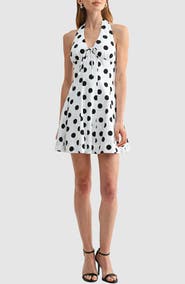 Lush Polka Dot Halter Neck Fit & Flare Dress