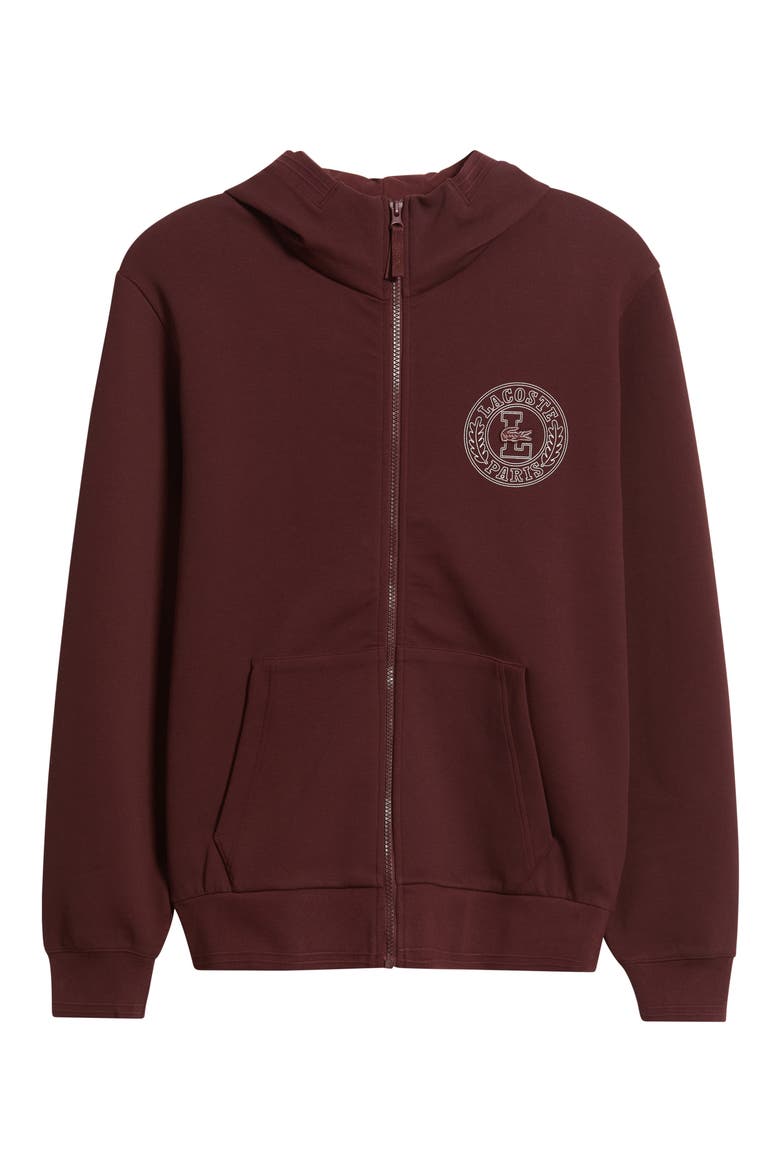 Croc Logo Patch Double Face Zip Hoodie, Alternate, color, ESPRESSO