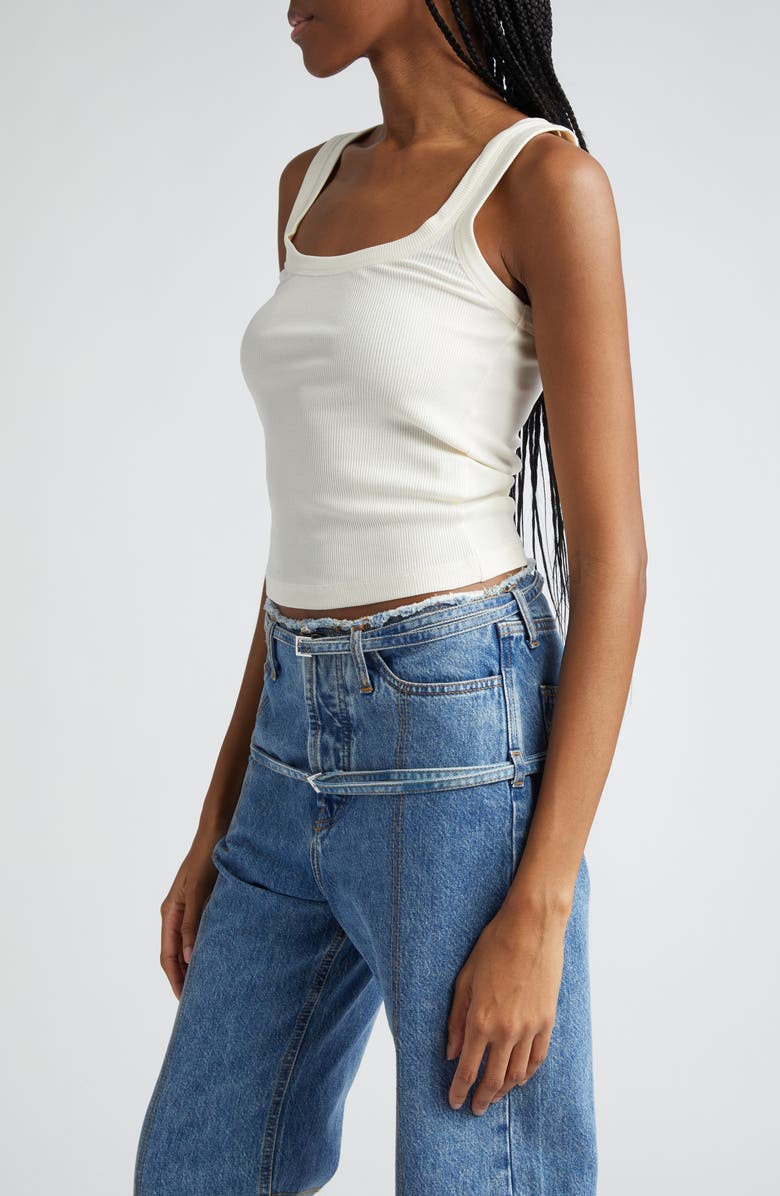 Jacquemus Le Débardeur Logo Embroidered Grosgrain Tank Top, Alternate, color, White