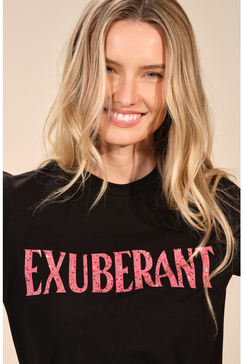 Exuberant Rhinestone Stretch Cotton T-Shirt, Alternate, color, BLACK