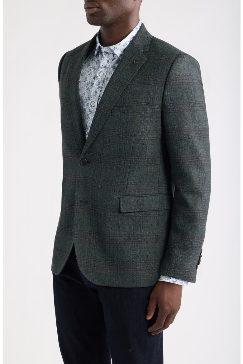 Townsend Plaid Wool Sport Coat, Alternate, color, DARK GREEN PLAID