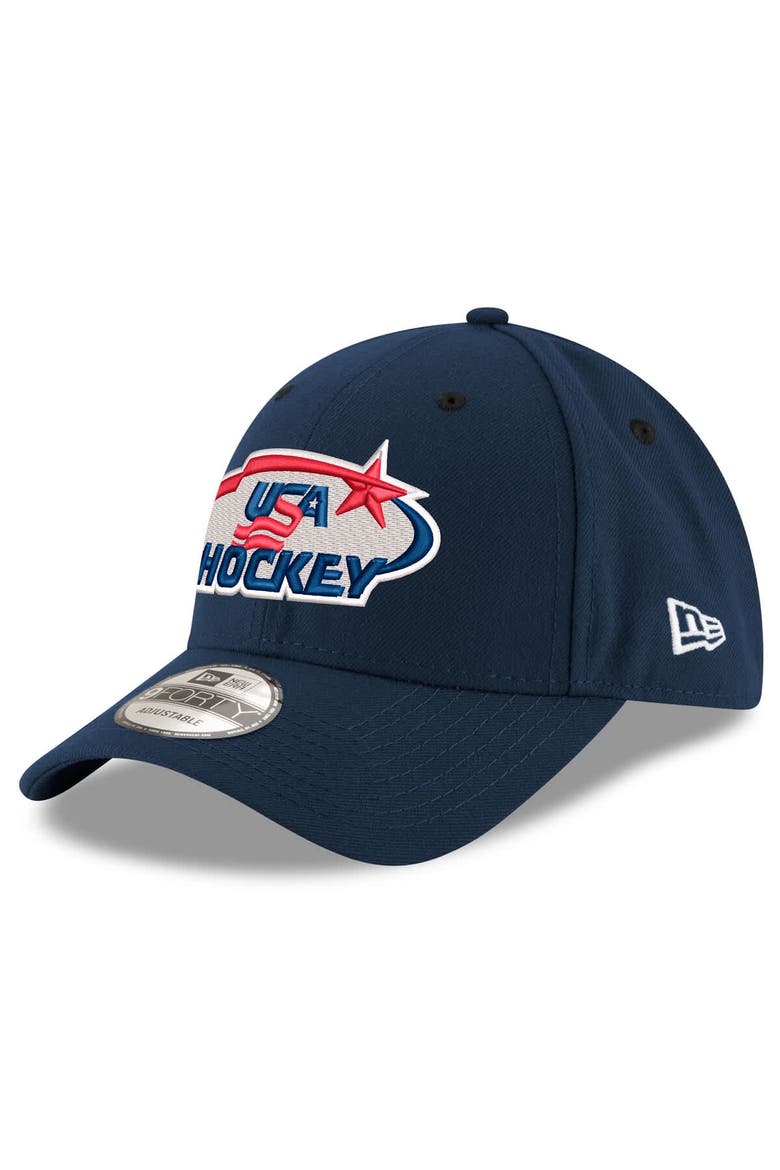 Men's New Era Navy US Hockey 9FORTY Adjustable Hat, Main, color, Navy