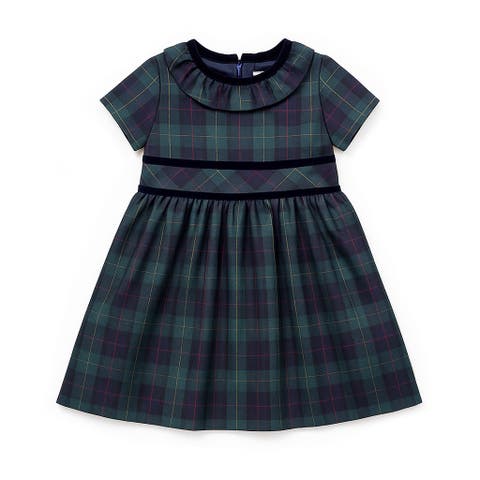 Plaid Dress With Neck Ruffle (Toddler, Little Kid)