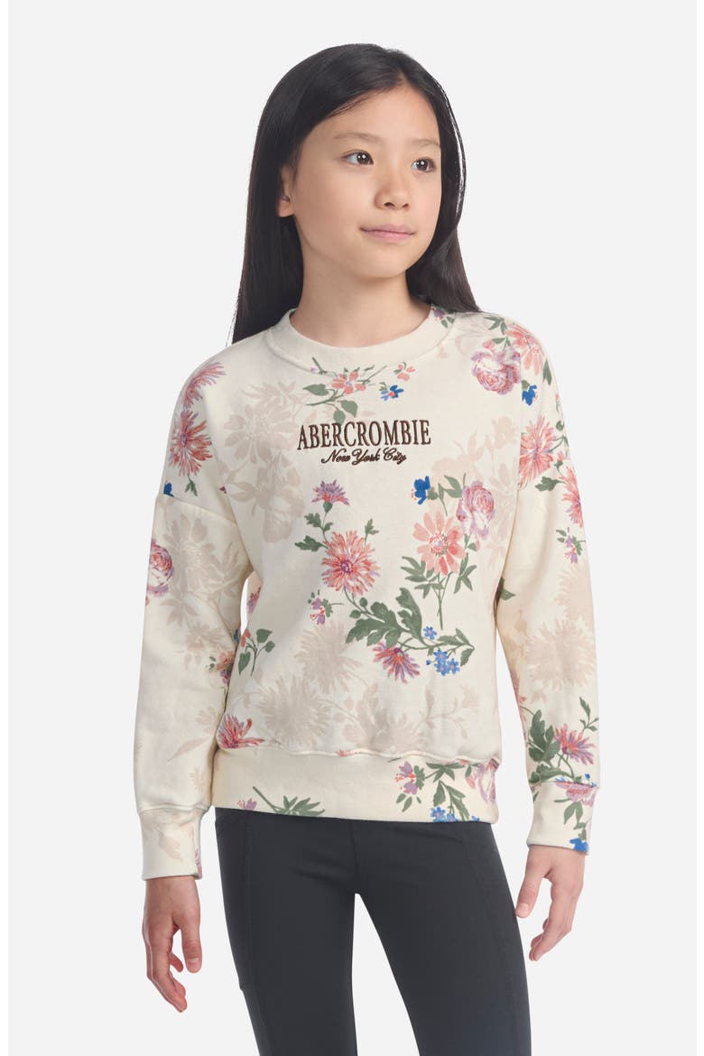 Kids' Floral Cotton Blend Fleece Sweatshirt, Alternate, color, W0MBUTTERC