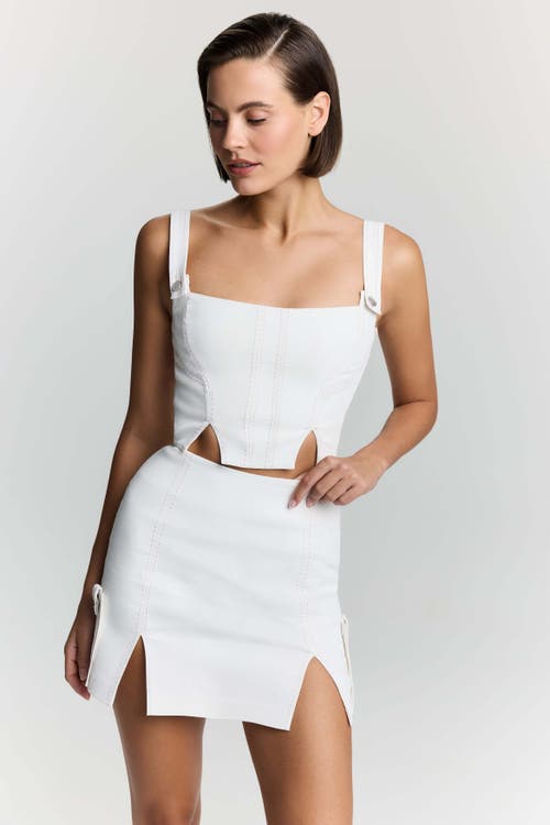 Jendue Us Catalina White Denim Crop Top In White