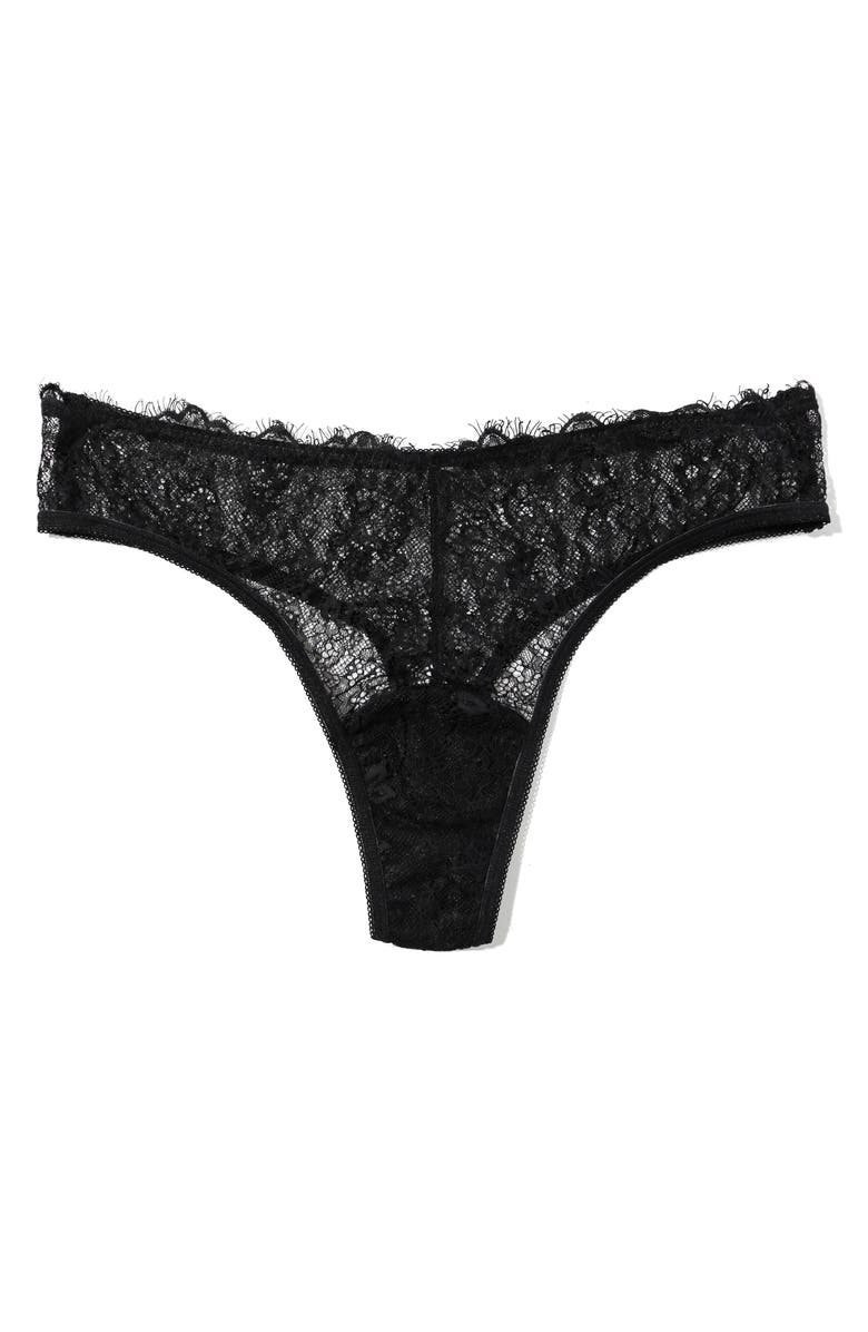 Hanky Panky Sheer Seduction Natural Rise Thong, Alternate, color, Black
